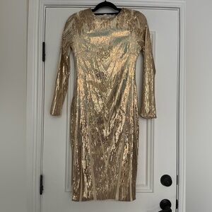 NWT Miss Ord Women’s Size Small Gold Patterned Sequin Dress